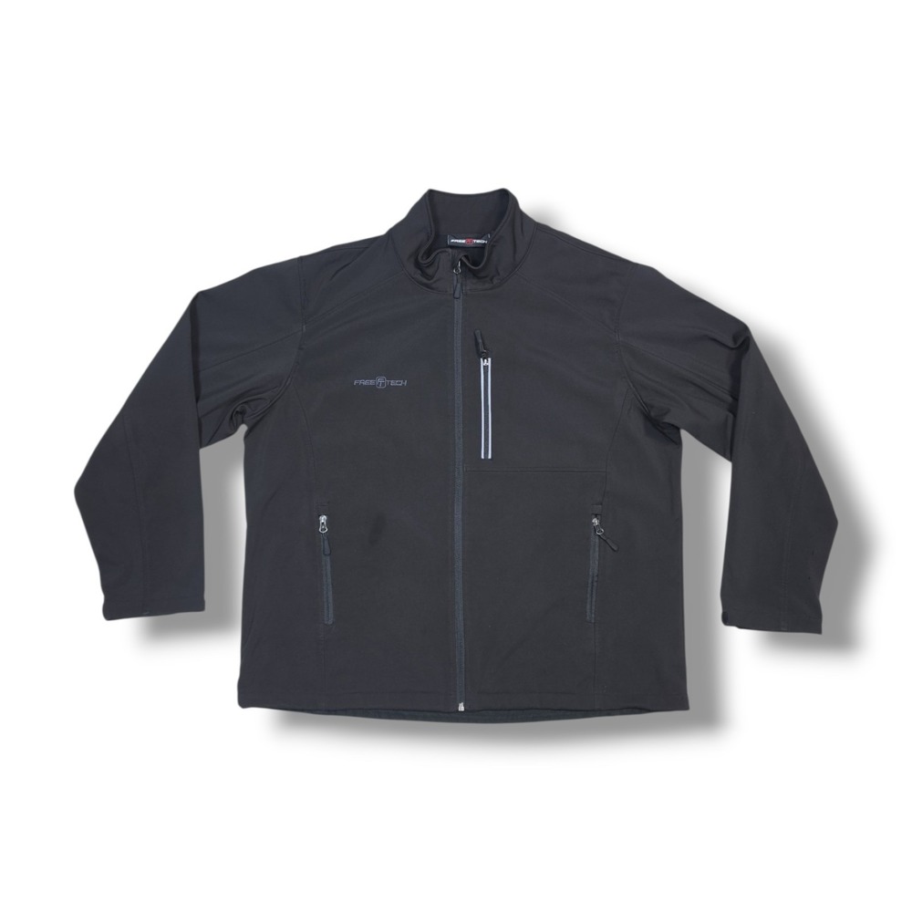 Free Tech Black Fleece Lined Jacket Full Zip High Neck Cinch Waist Men's XL